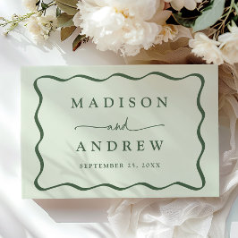 Libro De Visitas Boda de Foto con Marco Ondulado Verde Moderno