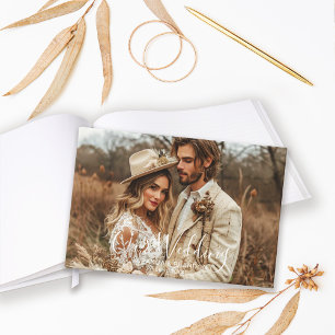 Libro De Visitas Boda de Fotografía de Caligrafía Simple y Elegante