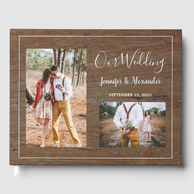 Libro De Visitas Boda de fotografía de granero rústico (Anverso)