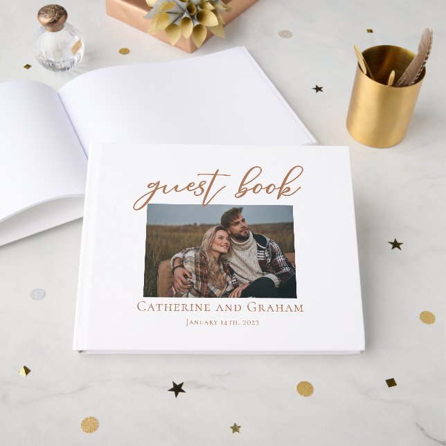 Libro De Visitas Boda de fotografía de la pareja de guiones de Sien (Anverso Abierto)