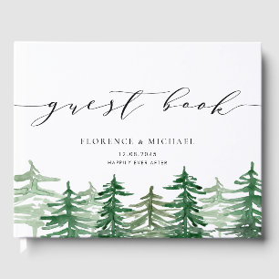 Libro De Visitas Boda de fotografía de la selva acuarela rusa Woodl
