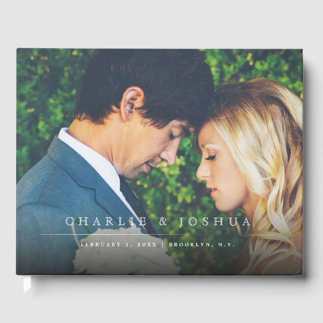 Libro De Visitas Boda de fotografía de línea moderna y sencilla (Anverso)