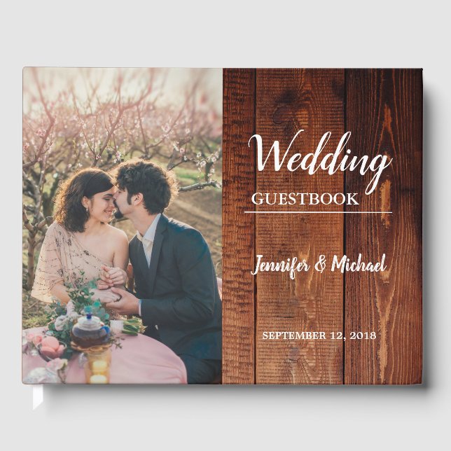 Libro De Visitas Boda de fotografía de novios y novios de granos rú (Anverso)