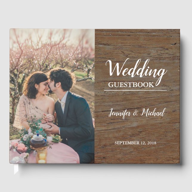 Libro De Visitas Boda de fotografía de novios y novios de madera os (Anverso)