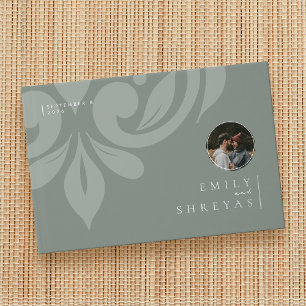 Libro De Visitas Boda de fotografía de Olive Earthy Damask Sage