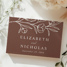 Libro De Visitas Boda de fotografía floral marrón esbozada