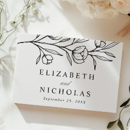 Libro De Visitas Boda de fotografía floral negra esbozada