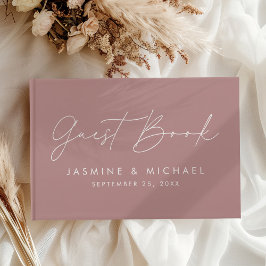 Libro De Visitas Boda de fotografía Rosa con guión moderno