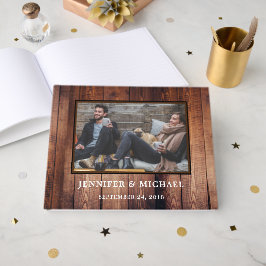 Libro De Visitas Boda de fotografía Rústica de madera oscura Bride