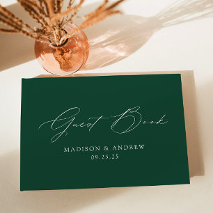 Libro De Visitas Boda de fotografía verde con guión elegante modern
