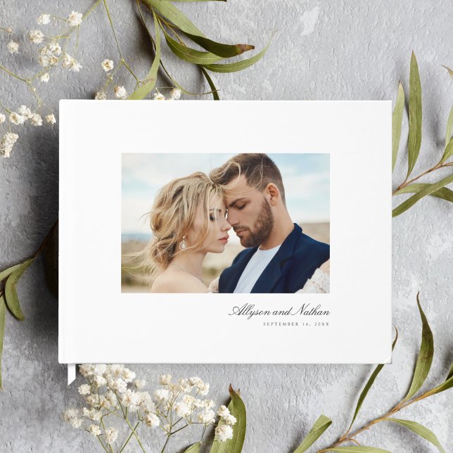 Libro De Visitas Boda de fotografías de escritura simple y elegante (Subido por el creador)