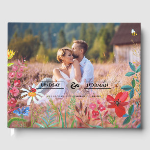 Libro De Visitas Boda de fotografías de flores silvestres acuarelas