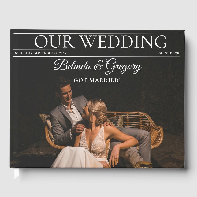 Libro De Visitas Boda de fotos de periódico editorial de revista (Anverso)