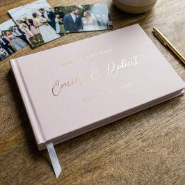 Libro De Visitas Boda de Fotos Rosa y Dorado Rosa