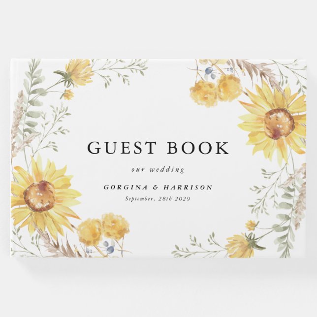 Libro De Visitas Boda de girasol de verano tardío (Anverso)