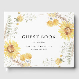 Libro De Visitas Boda de girasol de verano tardío