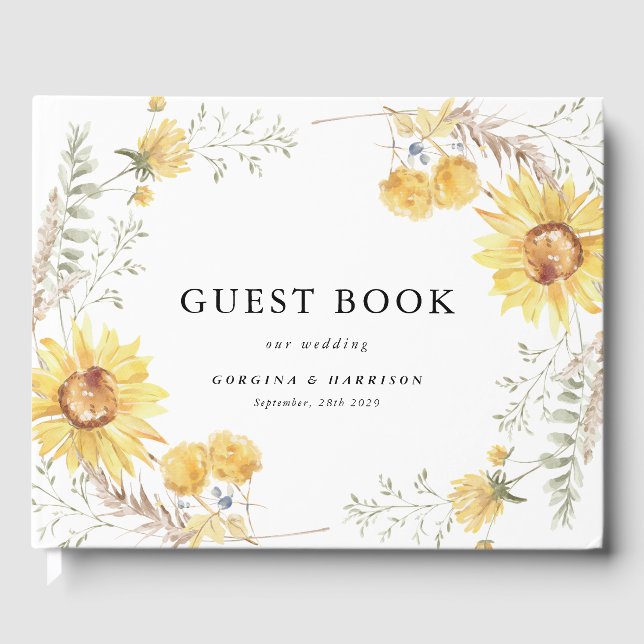 Libro De Visitas Boda de girasol de verano tardío (Anverso)