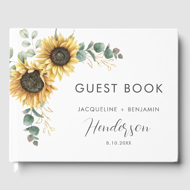 Libro De Visitas Boda de girasol floral (Anverso)