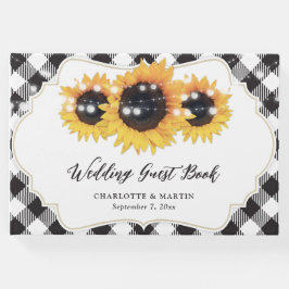 Libro De Visitas Boda de girasol negro y blanco