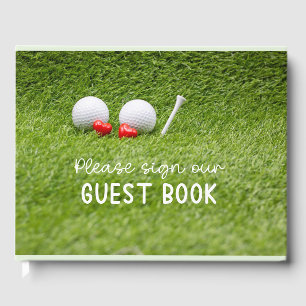 Libro De Visitas Boda de golf con dos pelotas de golf enamoradas en