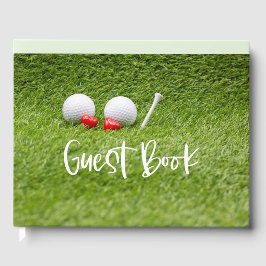 Libro De Visitas Boda de golf con dos pelotas de golf enamoradas en