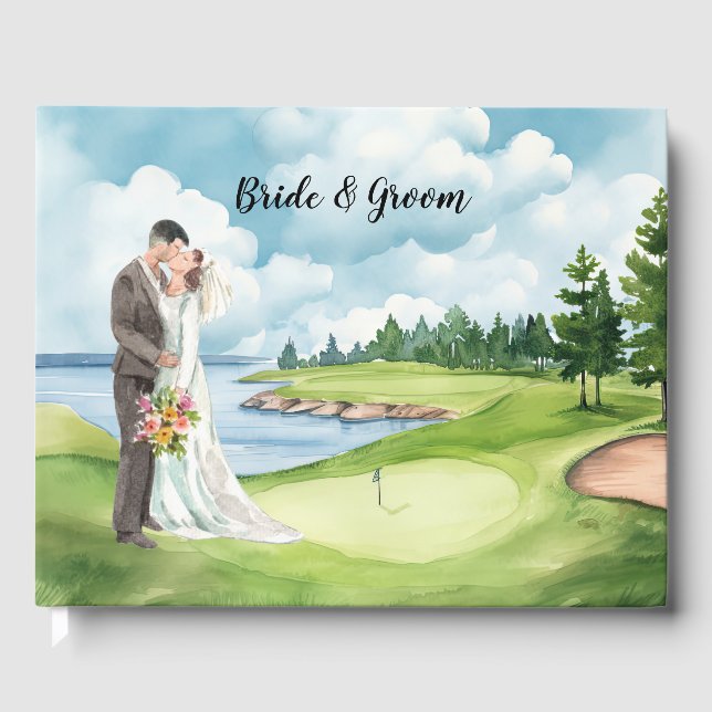 Libro De Visitas Boda de golf con novia y novio (Anverso)