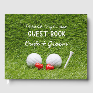 Libro De Visitas Boda de golf dos bolas de golf en verde con amor