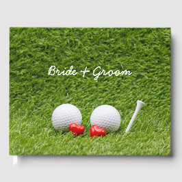 Libro De Visitas Boda de golf dos bolas de golf en verde con amor