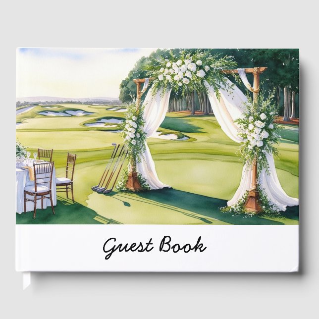 Libro De Visitas Boda de golf temática para Golfer sobre poner verd (Anverso)