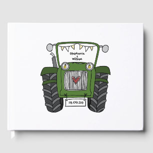 Libro De Visitas Boda de granja de campo de Green Tractor personali