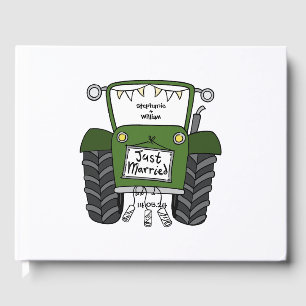 Libro De Visitas Boda de granja de campo de Green Tractor personali