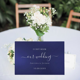 Libro De Visitas Boda de guión azul marino