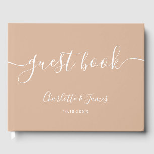 Libro De Visitas Boda de guión de firma Tan Taupe