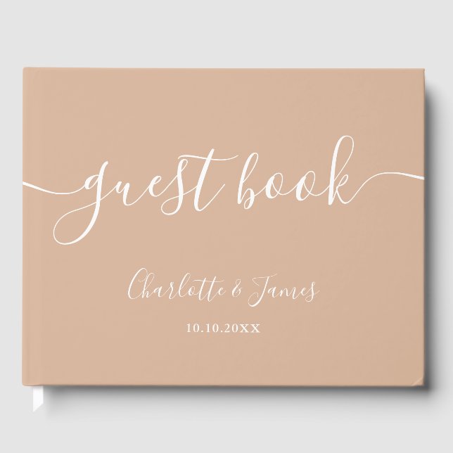 Libro De Visitas Boda de guión de firma Tan Taupe (Anverso)