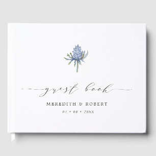 Libro De Visitas Boda de guión de fragmento de color azul simple