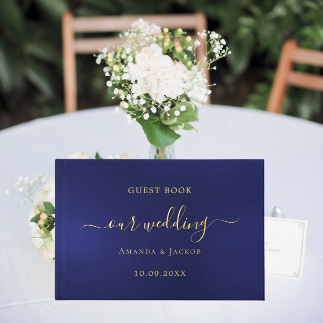 Libro De Visitas Boda de guión de oro azul marino (Subido por el creador)