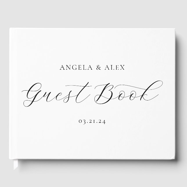 Libro De Visitas Boda de guión de swash elegante de bonito (Anverso)