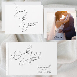 Libro De Visitas Boda de guiones blancos y negros de Moda moderna