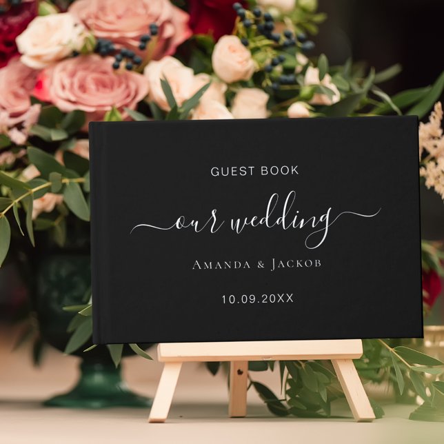 Libro De Visitas Boda de guiones de plata negra (Subido por el creador)