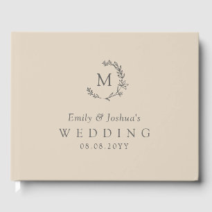 Libro De Visitas Boda de guirnaldas florales de línea y gris dibuja