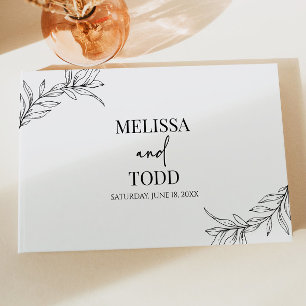 Libro De Visitas Boda de hoja Minimalista mínima de rama blanca neg