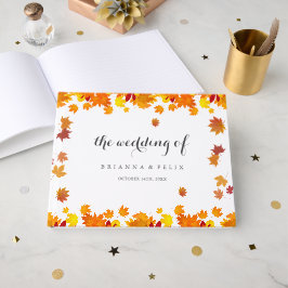 Libro De Visitas Boda de hojas de otoño rústicas