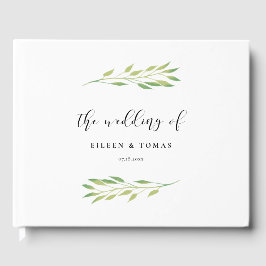 Libro De Visitas Boda de hojas verdes acuarela