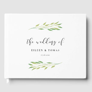 Libro De Visitas Boda de hojas verdes acuarela