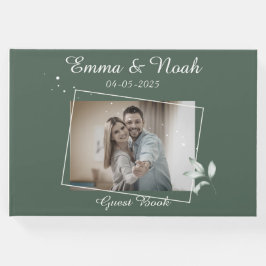 Libro De Visitas Boda de hojas verdes románticas
