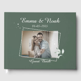 Libro De Visitas Boda de hojas verdes románticas