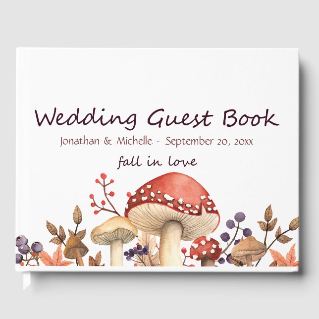 Libro De Visitas Boda de hongos y plantas otoño enamoramiento (Anverso)