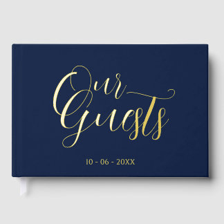 Libro De Visitas Boda de Iniciales Parejas Clásicas Fecha Año Oro