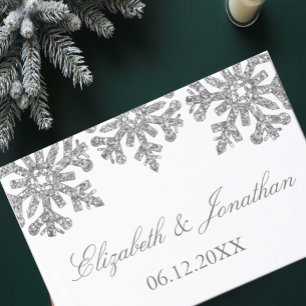 Libro De Visitas Boda de invierno con copo de nieve de plata