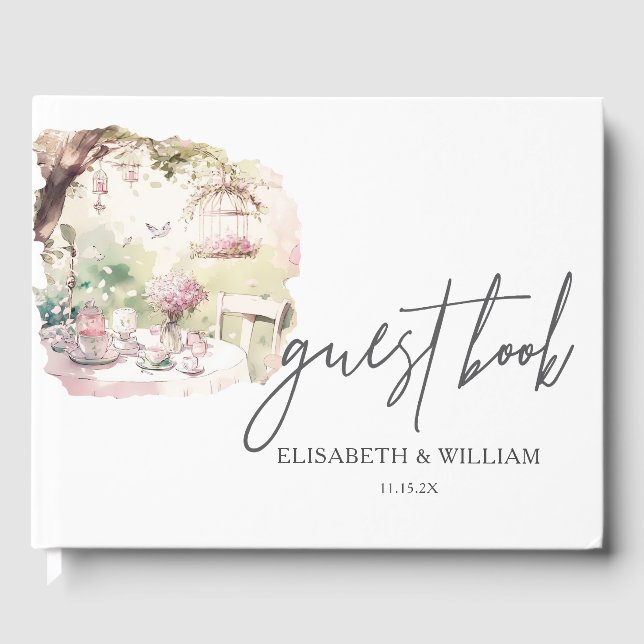 Libro De Visitas Boda de jardín al aire libre personalizada (Anverso)